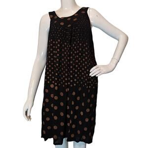 Belma NY Polka Dot Dress Black‎ Gold Flowy Boho Sleeveless OS